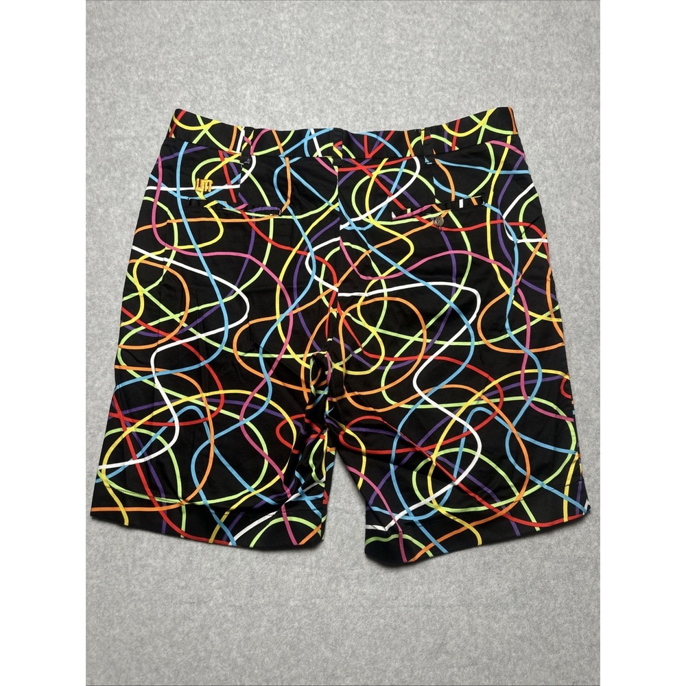 Loudmouth Men's Golf Chino Shorts Size 40 Black‎ Scribble Squiggle Abstract